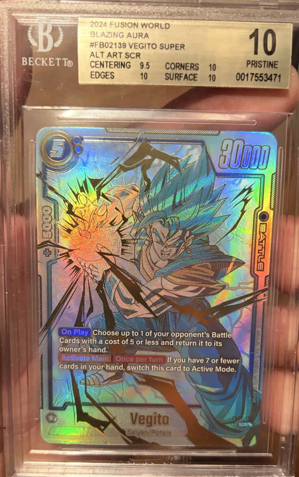 Dragon Ball Fusion World Vegito SCR Super Alt Art FB02-139 BGS 10