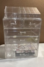 NEW SORBUS Clear Acrylic Cosmetic Makeup Organizer Jewelry Display S/2 14x9.5