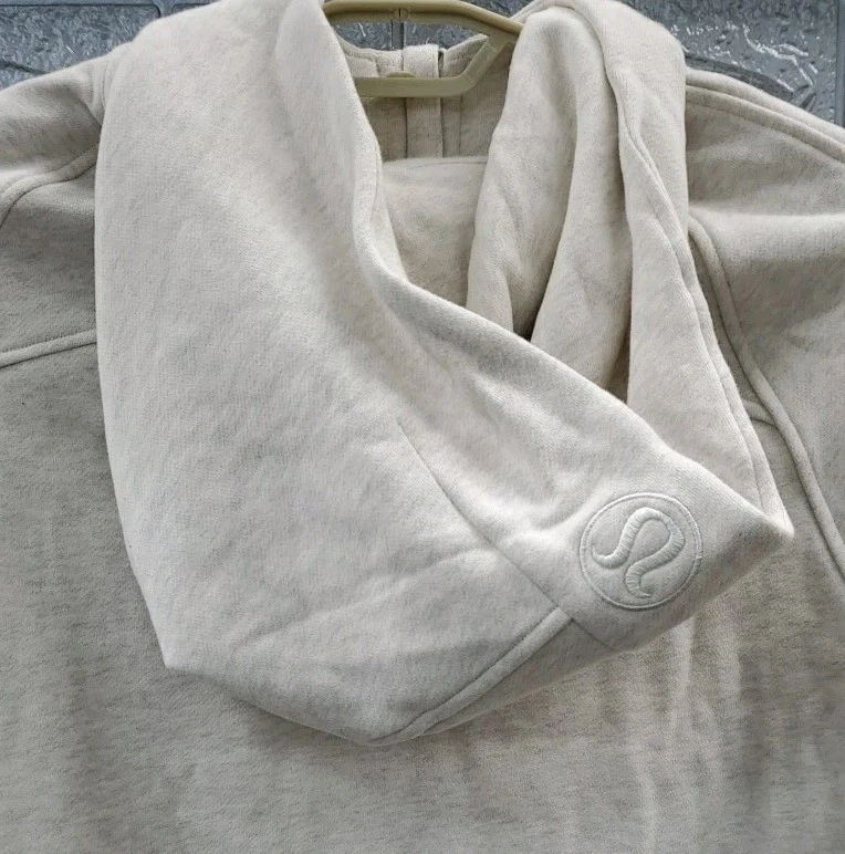 OFF WHITE Nuova felpa Lululemon Scuba oversize full zip con tasche bianco opale taglia XL XXL