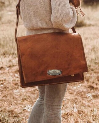 Mens 15'' Best Goat Leather Satchel Messenger Man HandBag Laptop Briefcase Bag