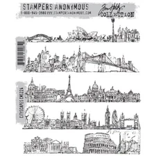 Tim Holtz Stampers Anonymous "CITYSCAPES" Rubber Cling Stamp Set- CMS224