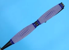 Unique 3D Printed Fancy Ballpoint Pen in Gunmetal Finish with Blue & White Waves