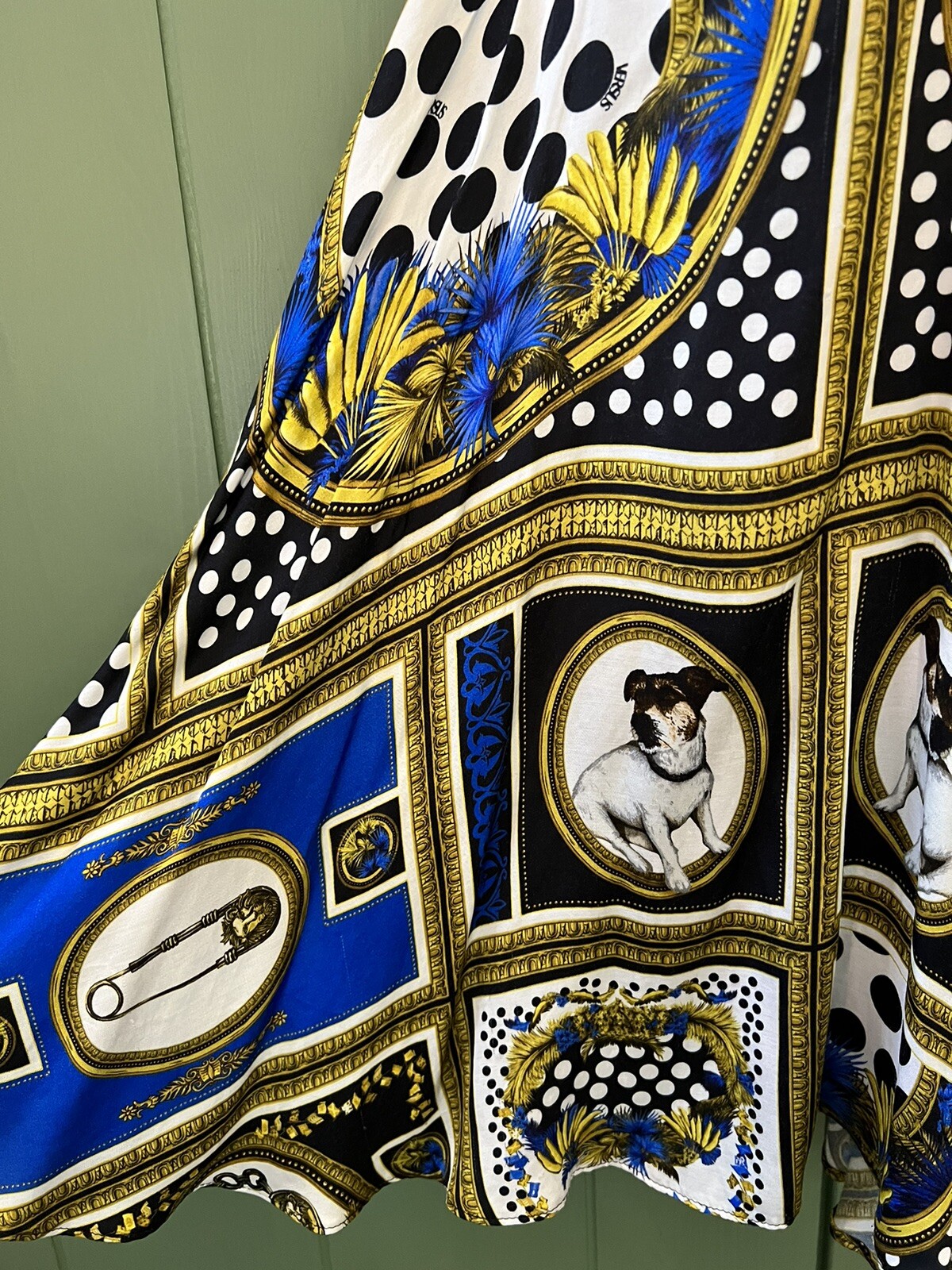 Versus Versace Logo Printed Cobalt & Gold Mini Dress RRP$1390 image 8