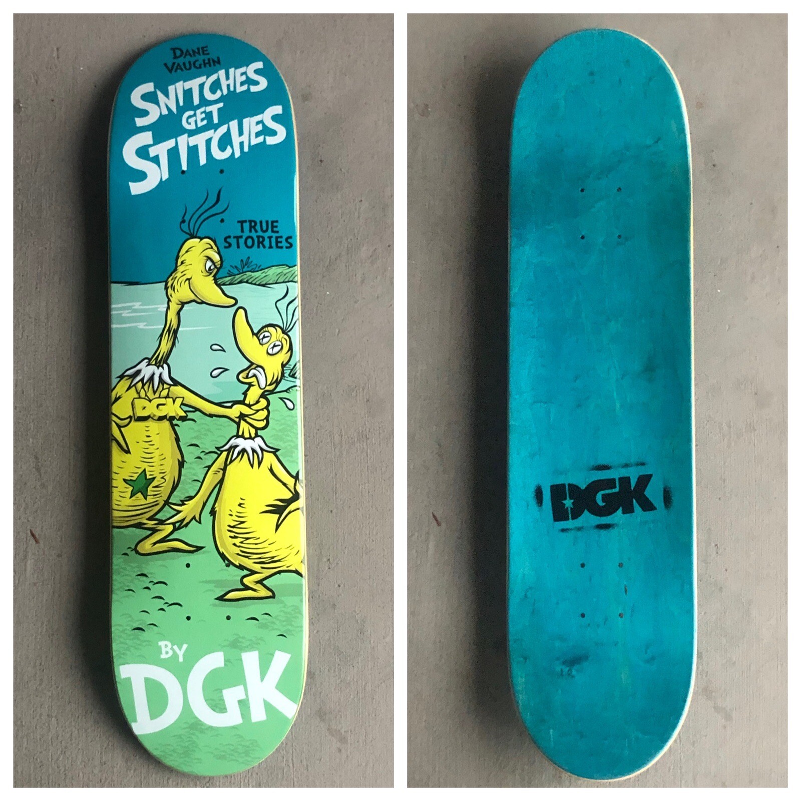 DGK Dane Vaughn Snitches Get Stitches 8.1 Skateboard Deck Dr. Seuss eBay