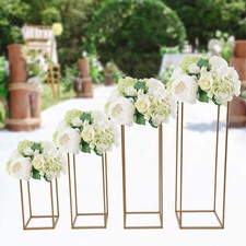 4PCS Rectangular Rack Set For Wedding Table Centerpieces Decor Gold Flower Stand