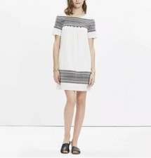 Madewell Cabana Jacquard Shift Dress F0100 XXS $158 Ivory Black