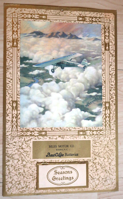 #ad #ad 1931 prestolite batteries biles motor co. baden north Caralina calendar airplane $93.99