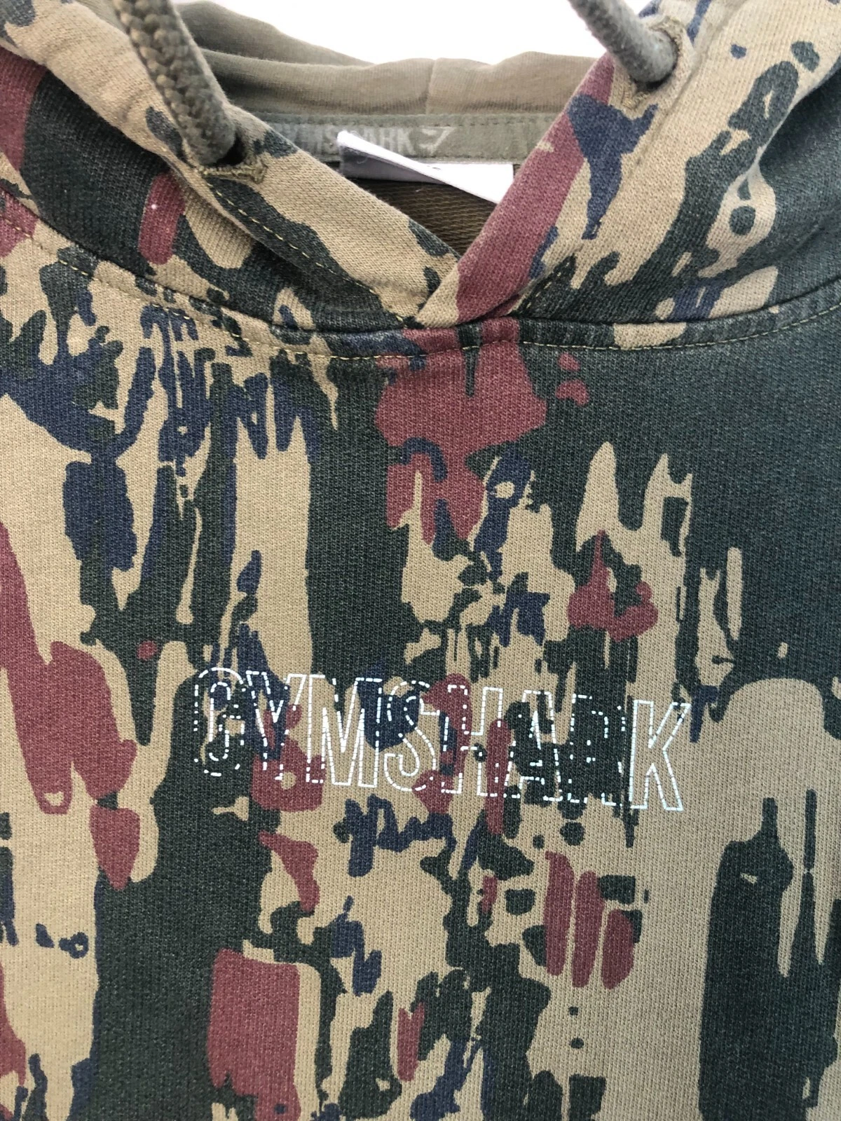gymshark camo fitness logo spellout hoodie