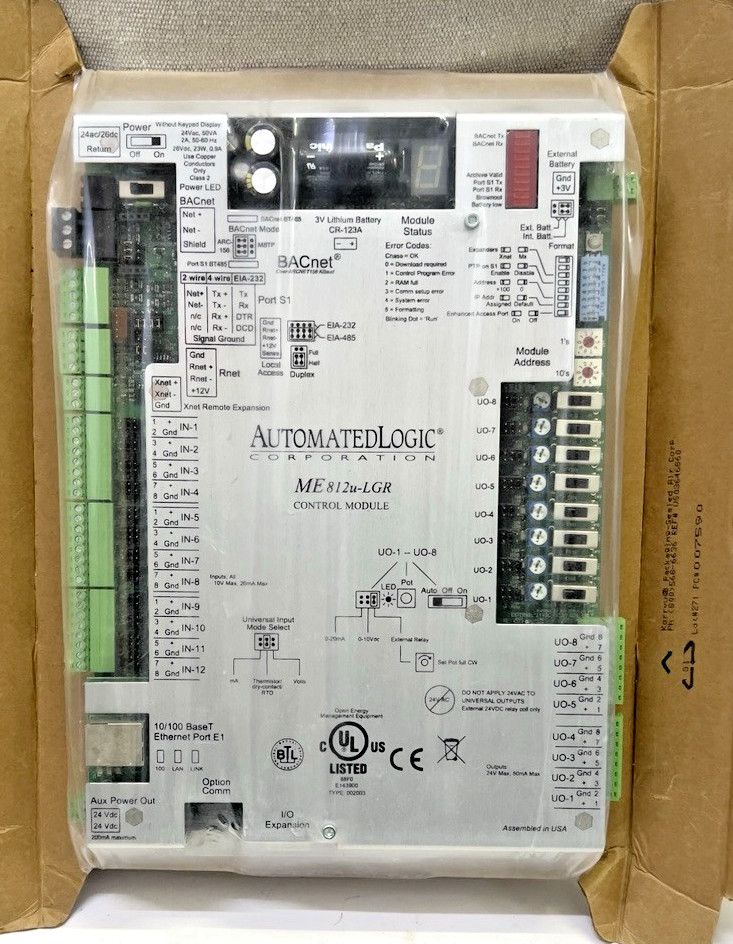 NEW AUTOMATED LOGIC ME812U-LGR  CONTROL MODULE BACNET