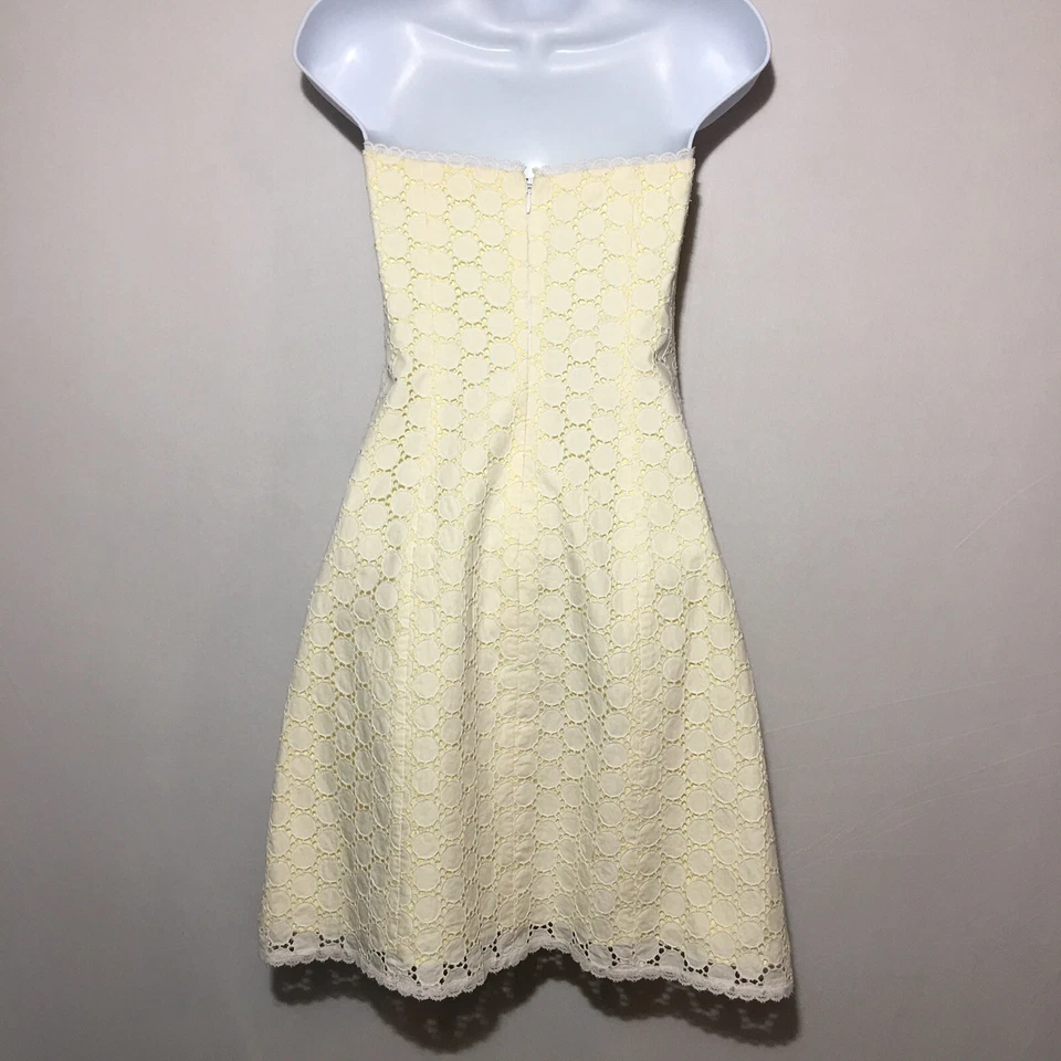 Vestido feminino Shoshanna Nicolette marfim renda sobre amarelo sem alças tamanho 2 - Imagem 2 de 4