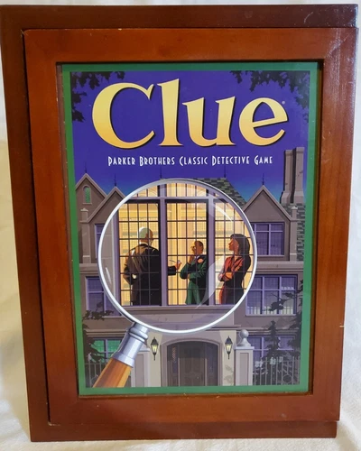 CLUE Parker Brothers Game Wooden Box Bookshelf Edition Complete Excellent !