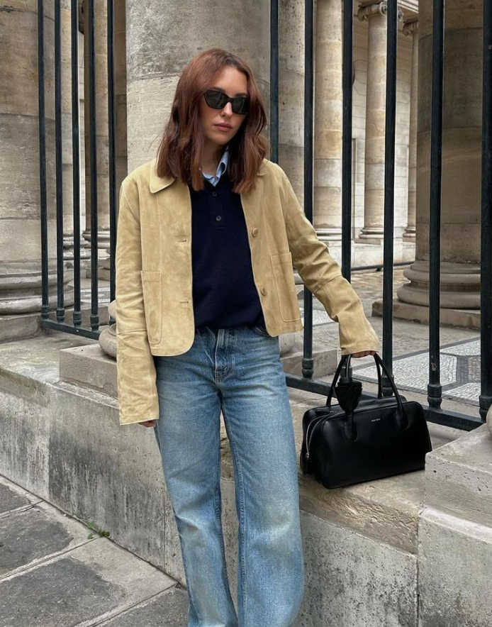 NEW ZARA 2024 BEIGE ZW COLLECTION TOPSTITCHED SUEDE LEATHER JACKET XS 3322/040 NEW ZARA 2024 BEIGE ZW COLLECTION TOPSTITCHED SUEDE LEATHER JACKET XS 3322/040