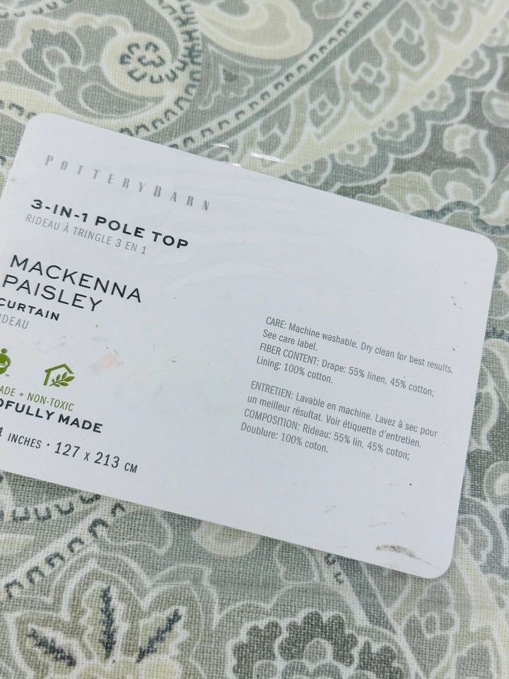 Pottery Barn Mackenna Paisley Curtains Set of 2- 3 in 1 Pole Top 50x84 Taupe - Image 2 of 4