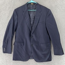 JOS A BANK SIGNATURE GOLD Blue Stipe Plaid Sport Coat Suit Blazer 44L Wool