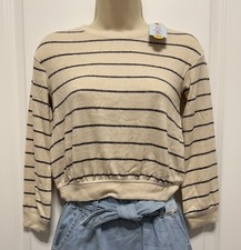 Cat Jack Oatmeal Heather Stripe Soft Sweatshirt For Kid Size Small 6/7