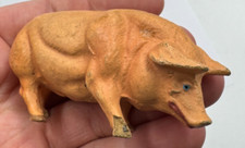 Originale alte antike Lineol Elastolin Masse Figur Handarbeit? Schwein Sau Haus