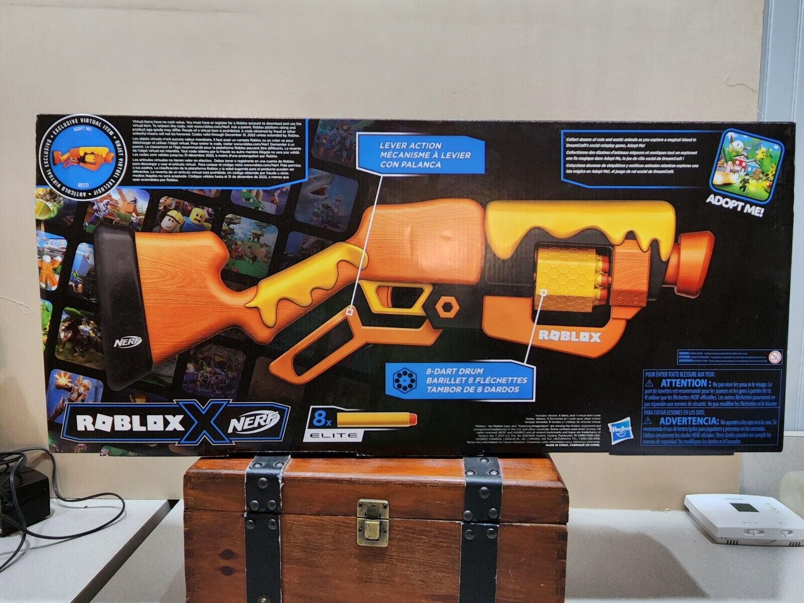 NERF ROBLOX Adopt Me Bees Lever Action Dart Blaster Gun *includes Code*