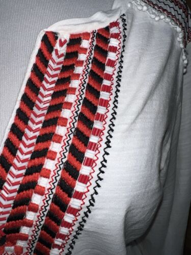 LAUREN RALPH LAUREN White Boho Tee Embroidered Beaded White Size Small Tie Waist - Picture 4 of 14