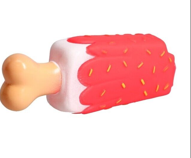 Adorable Squeaky Vinyl Ice Cream Bone Dog Toy 3.5-inch Multicolor