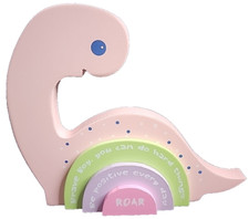Pink Dinosaur Rainbow Shelf Decor Wooden Freestanding Brontosaurus Decor T103 