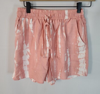 SERV^L Shorts Women's Size Small PINK Tie Dye Drawstring Pockets Elastic Waist