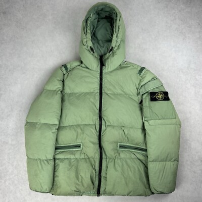 Stone Island Crinkle Reps Down Puffer Jacket Green Coat Small - Main Image