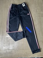 ADIDAS jogger lounge sweatpants black with pink 3 striped Girls Size Large 14