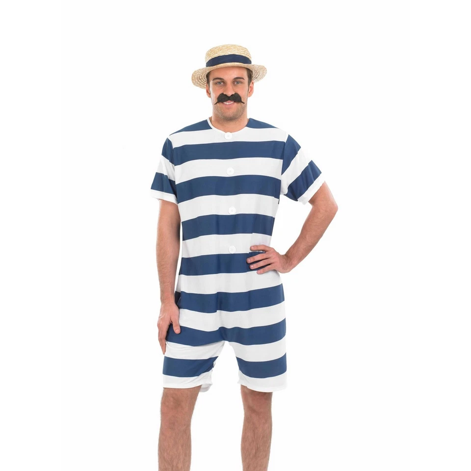 Мужская синий 1920 купальный костюм костюм + шляпа Tash старый таймер пляж ханк купальник - Изображение 2 из 4