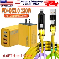 120W Super Fast Charging USB Type C Wall Charger For iPhone 16 15 14 13 12 11 X