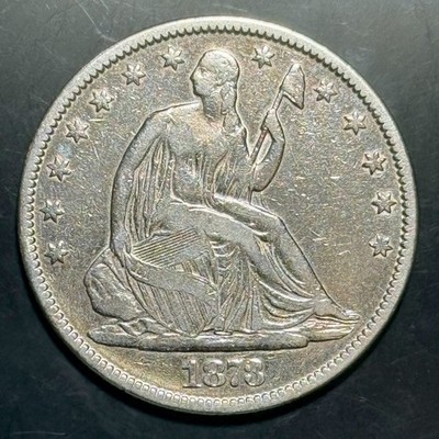 1873 SEATED LIBERTY HALF DOLLAR Proof Closed 3 No Arrows XF-AU *Rare Key Error