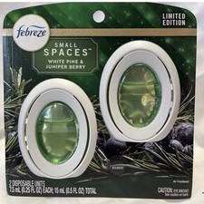 Febreze Small Spaces White Pine  Juniper Berry Air Freshener 2 Count NEW