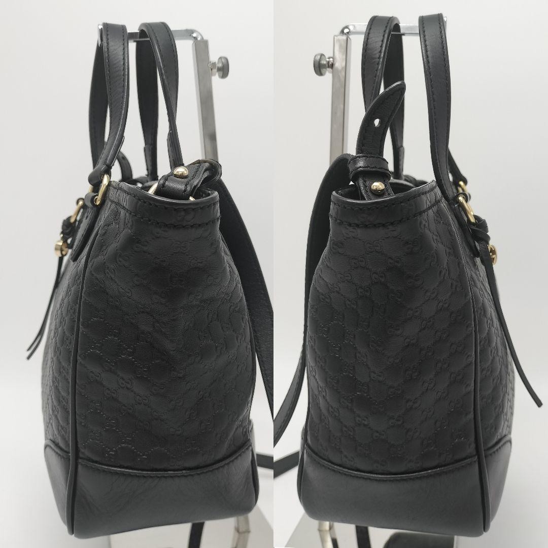GUCCI 2Way Leather Tote Bag Black Micro GG Authentic Excellent Condition thumbnail 7