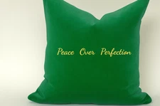 Peace Over Perfection Throw Pillow – Green & Gold Home Décor