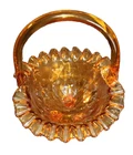 Fenton Glass Basket 8"x5" in gold coloring with no chips or cracks.