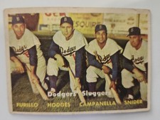 1957 Topps Dodgers Sluggers #400 Campanella Duke Snider Gil Hodges