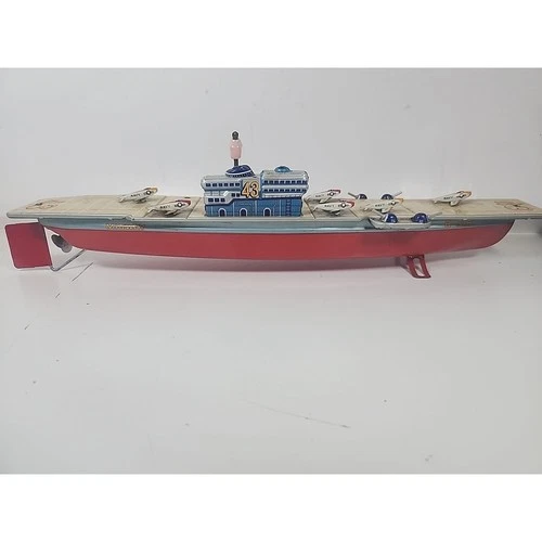 VINTAGE ORIGINAL RARE 1960'S BANDAI(JAPAN) TIN MIDWAY AIRCRAFT CARRIER SHIP NM-M