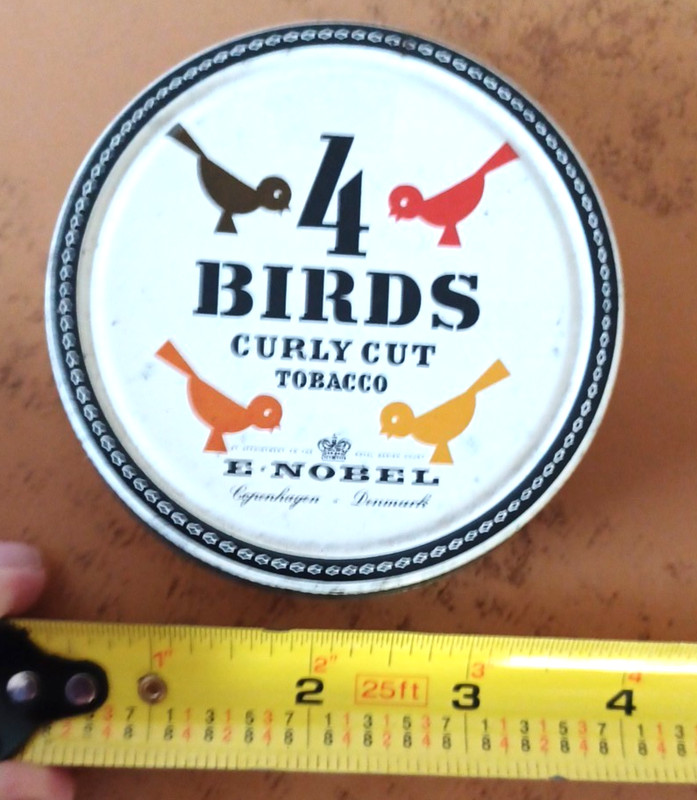 4 BIRDS TOBACCO TIN-- 3.25 inch Diameter 
