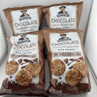 Quaker Rice Crisps Chocolate Popped Light Crispy Crunchy Chips 3.5oz 4 Bags