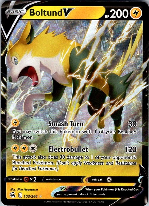 BOLTUND V 103/264 HOLO V RARE FUSION STRIKE POKEMON HOLO NEAR MINT