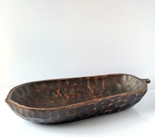 Vintage hand-carved hardwood fruit bowl 14" x 7"