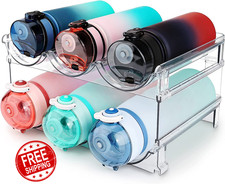 Water Bottle Organizer for Cabinet, Bottle Storage, 2 Packs Bottle Storage Rack