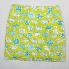 Lilly Pulitzer Skirt Womens 12 Green Beach Umbrella Print A-Line Lined Cotton