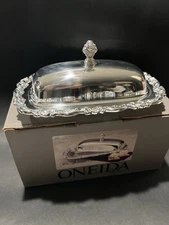 Vintage Oneida Silverplate Du Maurier Covered Butter Dish 8"