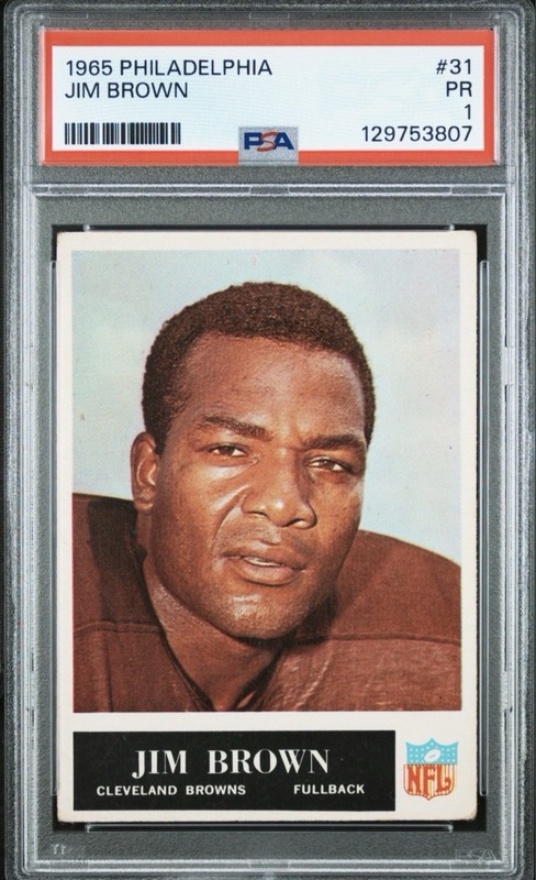 1965 Jim Brown Philadelphia Cleveland Browns #31 PSA 1 (Centered Front & Back!)