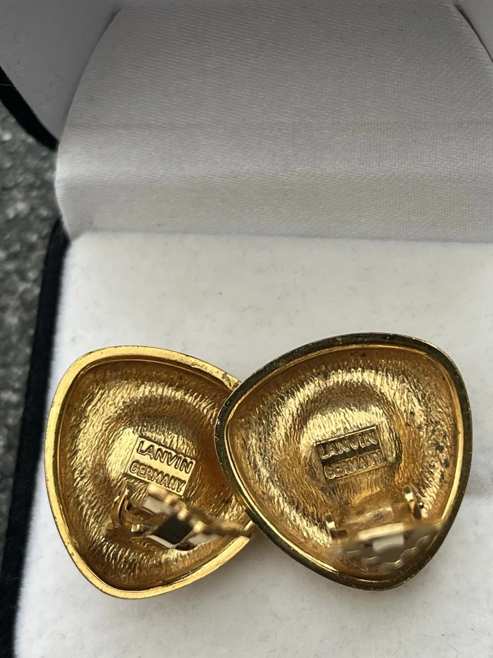 Vintage LANVIN 18K Gold Plated Clip Ohrringe Luxury Designer Jewelry Mabe Perlen - Bild 3 von 3