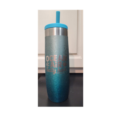 Bubba Insulated Tumbler Blue Ocean Air Salty Hair Beach Theme With Straw Lid