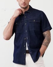 NWT BANANA REPUBLIC MEN  S DARK RINSE INDIGO SHIRT  Size M Medium   75