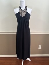 Forever Women's Maxi Dress SMALL Black Halter Embellished Party Festival