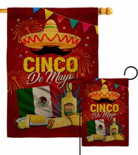 Cinco Festival Burlap Garden Flag Summertime de Mayo Decorative Yard Banner