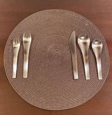 Vintage GEORG JENSEN Stainless Steel BLUE SHARK 5 Pc Place Setting Denmark MCM